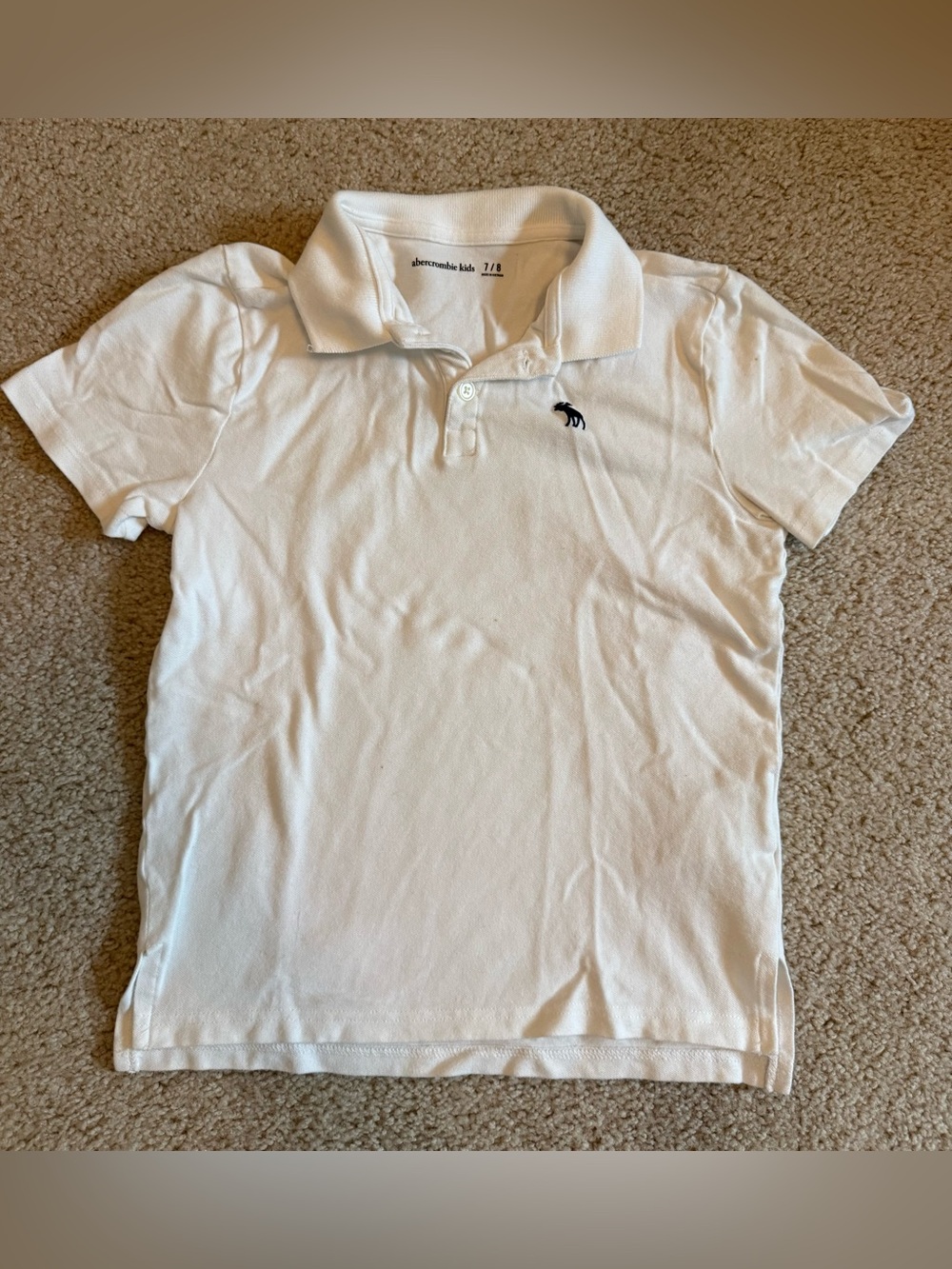abercrombie kids White Polo Shirt with Navy Moose Logo